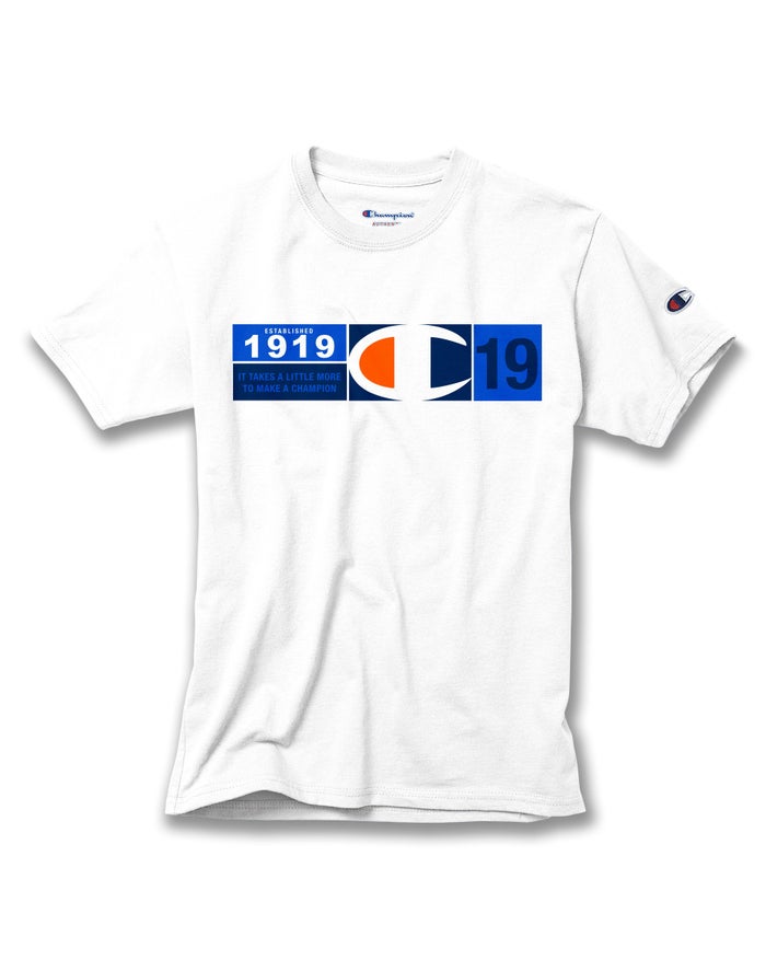 Champion Cotton Knockout C Logo - Hvite T-Skjorte Gutt - Norge 241FAJURV